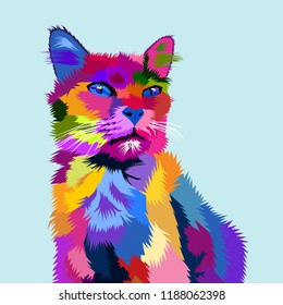 Colorful Cat Pop Art Vector