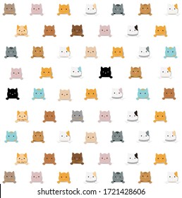 Colorful Cat Poster Isolated White background With Gradient Mesh, Vector Illustration