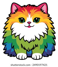 colorful Cat sticker cute funny 