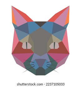 colorful cat. TRIANGLE HEAD CAT ICON LOGO