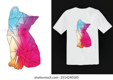 Colorful cat t-shirt design for cat lover. Cat vector