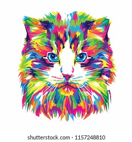 Colorful Cat Vector Illustration 