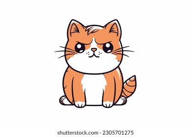 Colorful Cat Vector Illustration Cartoon Sticker for T-Shirt - Playful and Vibrant Feline Design, Perfect for Kids' Fashion and Pet Lovers - Trendy, Whimsical, and Eye-Catching Graphic Art