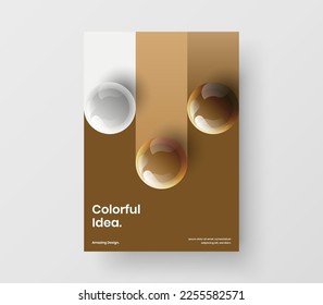 Colorful catalog cover A4 vector design template. Original 3D spheres flyer concept.