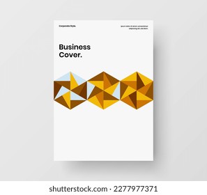 Colorful catalog cover design vector illustration. Trendy geometric hexagons placard concept.