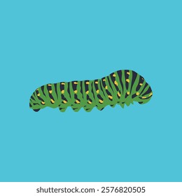 Colorful Caterpillar Illustration Against a Sky Blue Background