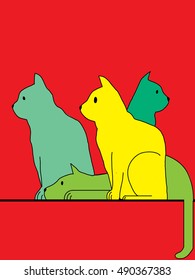 Colorful cats background ,vector illustration