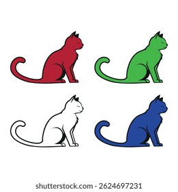Colorful Cats Line Art Vector Illustration Cute Pets Design