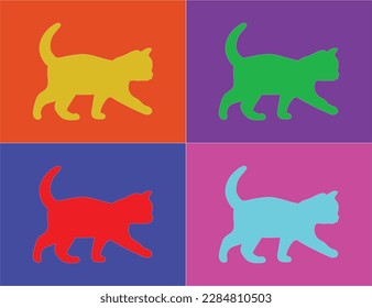 colorful cats on colorful background