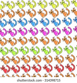 colorful cats pattern. vector illustration 
