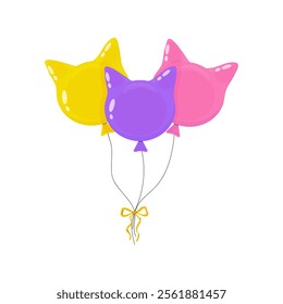 Colorful cat-shaped balloons for a festive celebration in a cheerful setting