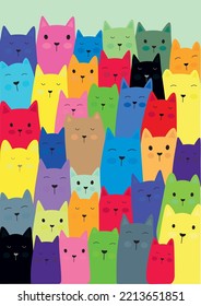 colorful cat-style print, for background application
