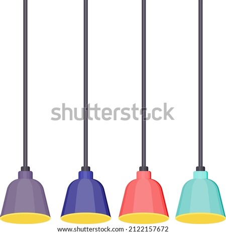 Colorful ceiling lamps, illustration, vector on a white background.