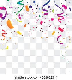 Colorful celebration background with confetti.