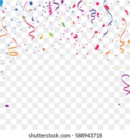 Colorful celebration background with confetti.