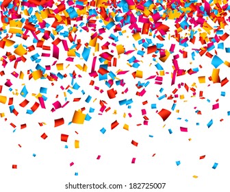 Colorful celebration background with confetti. Vector Illustration.