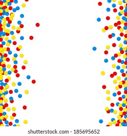 Coloridos antecedentes de celebración con confeti. Ilustración vectorial.