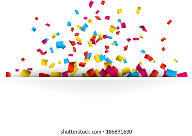 Colorful celebration background with confetti. Vector Illustration.