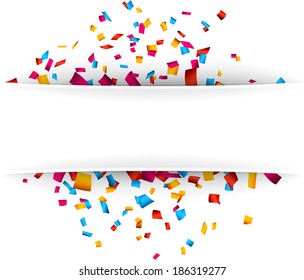 Colorful celebration background with confetti. Vector Illustration. 