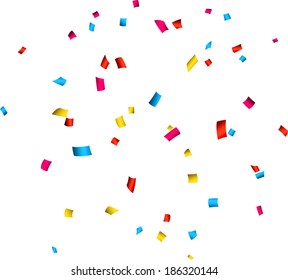 Colorful celebration background with confetti. Vector Illustration.