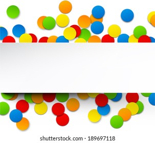 Colorful celebration background with confetti. Vector Illustration.