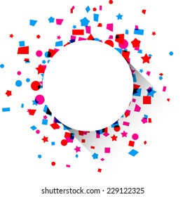 Colorful celebration background with confetti. Vector Illustration. 