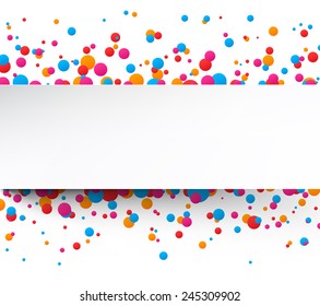 Colorful celebration background with confetti. Vector Illustration.