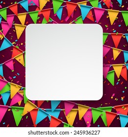 Colorful celebration background with confetti. Vector Illustration.