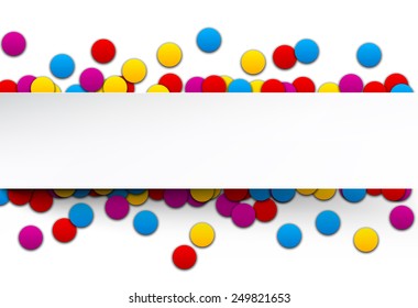 Colorful celebration background with confetti. Vector Illustration.