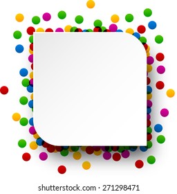 Coloridos antecedentes de celebración con confeti. Ilustración vectorial.