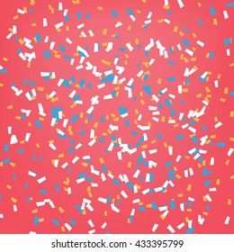 Colorful celebration background with confetti. Vector illustration.