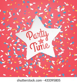 Colorful celebration background with confetti. Vector illustration.