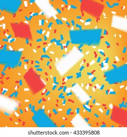 Colorful celebration background with confetti. Vector illustration.