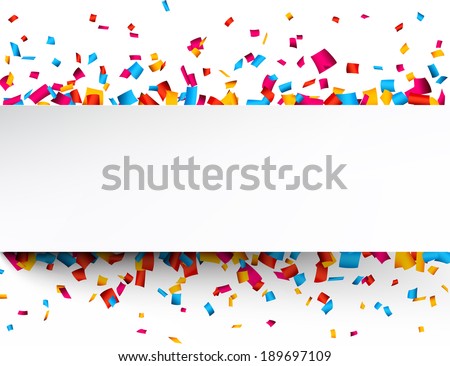 Colorful celebration background with confetti. Vector Illustration.