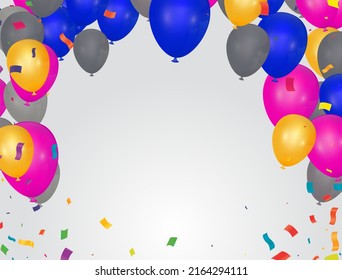 Colorful Celebration Background with Party Balloons confetti with space for text 