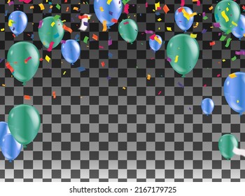 Colorful Celebration Background with Party Balloons confetti with space for text 