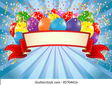 Colorful Celebration Banner Balloons Confetti Copy Stock Vector ...