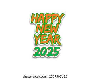 Colorful and celebratory Happy New Year 2025 design featuring bold and cheerful typography perfect for conveying joy and festive spirit for the new year celebrations.