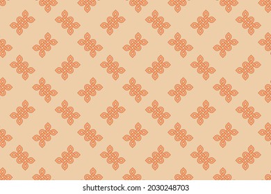 Colorful celtic geometric allover textile pattern. Common geometric motif print block classy background. Modern color plaid design. Abstract minimalist geometrical interleaving ornament graphic style