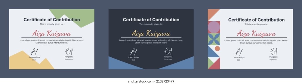 colorful certificate of achievement border template with geometric shape and modern pattern. For award, business, education needs, company needs, and achievement. Vector.