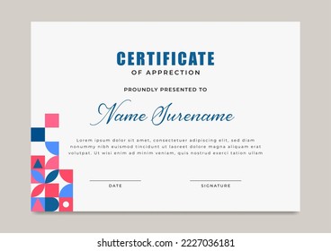 Colorful certificate of achievement with gold badge template