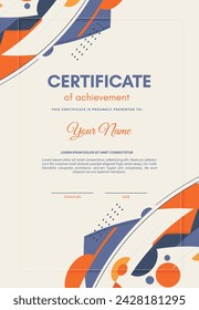 Colorful certificate of achievement template with abstract