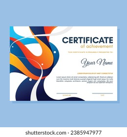 Colorful certificate of achievement template with wave abstract