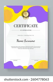Colorful Certificate of Appreciation Design with Geometric Shapes