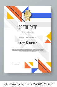 Colorful Certificate of Appreciation Design with Geometric Shapes