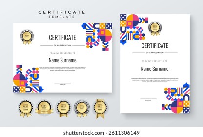 Colorful Certificate of Appreciation Design with Geometric Shapes