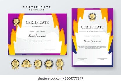 Colorful Certificate Of Appreciation Template With Decorative Badges
