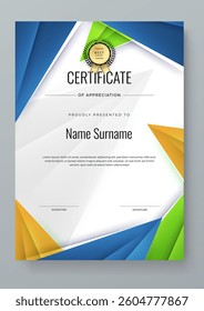 Colorful Certificate Of Appreciation Template With Decorative Badges