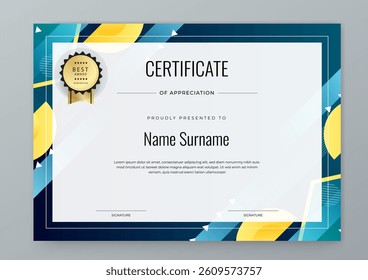 Colorful Certificate Design Template With Award Badges. Comes with award badges for a professional presentation of accomplishment and recognition