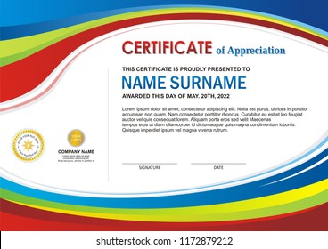 Colorful Certificate or Diploma with stylish wave design, simple, elegant and trendy design